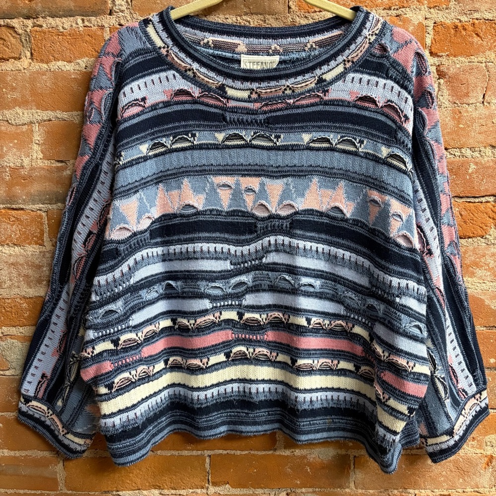 VTG 80s / 90s Coogi Style Florence Tricot 3D Textured Knit Sweater Women’s L